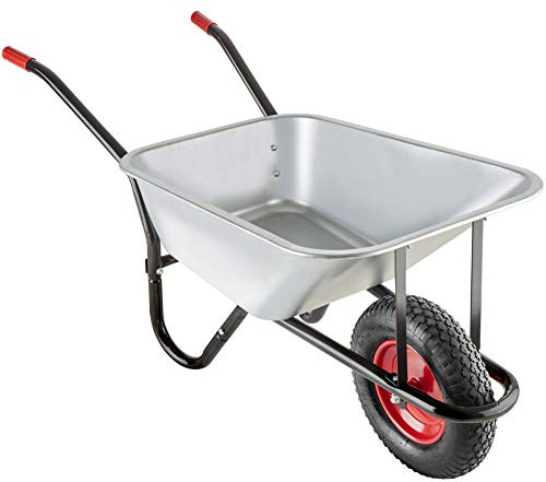 tectake® Skottkärra som rymmer 100 L, robust stålkonstruktion med luftgummihjul, ergonomiska halkfria handtag, perfekt för trädgård, stall och byggarbete - Max belastning 250 kg