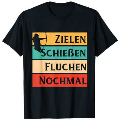 Bogenschießen Geschenk Bogensport Archery Bogenschütze Zielscheibe T-Shirt für Männer und Damen, Unisex, Schwarz, Multicolored, S, Klein, Kurzarm, Klassisch, Bogensport, Bogenschießen