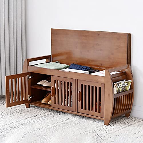 DODOBD Schuhbank, Sitzbank mit gepolstert und 3 offene Fächer, Stauraum unter der Sitzfläche, Schuhaufbewahrung mit Schuhregal für Flur Zuhause Eingang Wohnzimmer Schlafzimmer, 200 kg