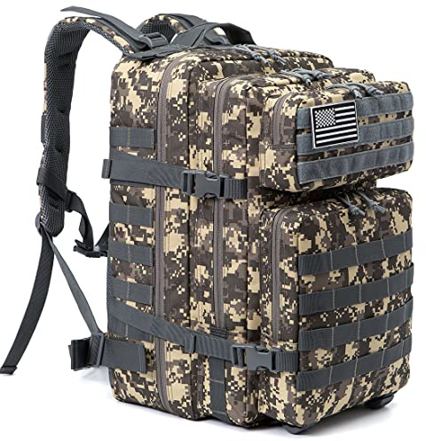 QT&QY 45L militära taktiska jaktryggsäckar för män kamouflage Molle Armé Överfall Pack 3 dagar Överlevnadsväska Vandring Treeking ryggsäck