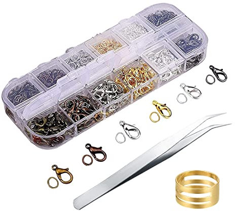 120 Stk Karabinerverschlüsse, 840 Stk Kettenverschlüsse, 6 Farben Schmuck Ketten Verschlüsse Haken und offene Sprungringe für Halsketten, Armbänder, DIY Schmuckherstellung