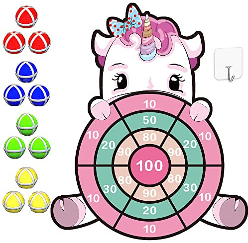 Unicorn Gifts for Girls, 63cm Velcro Dartboard Game Unicorn Toys for Kids Age 3-7, Toys for 3 4 5 Year Old Birthday Party Tossing Game for Kids 4-8, Girls Gifts Presents Christmas Stocking Fillers