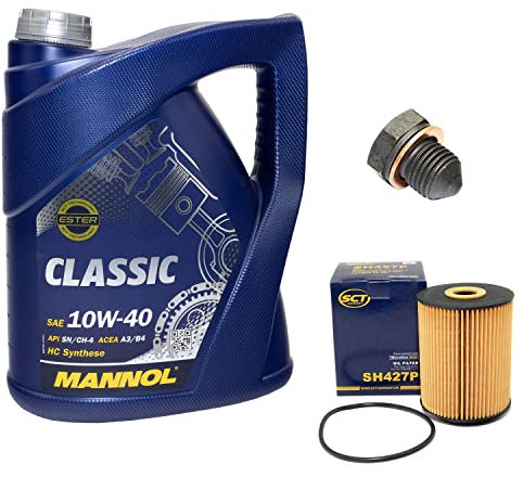 Motoröl Set 10W40 5 Liter + Ölfilter SH427P + Ölablassschraube 12281
