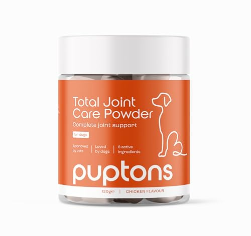 puptons Joint Care Powder for Dogs | Reduce Stiffness & Improve Mobility with Green Lipped Mussel, MSM & Glucosamine | Joint Supplement, Natural Anti-Inflammatory | 120g, Measuring Scoop Included