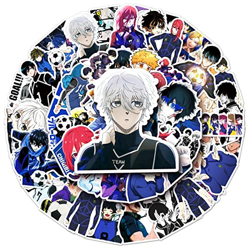 Affoto Blue Lock Aufkleber für Laptop (50 PCS),Geschenk für Kinder Jugendliche Erwachsene Jungen,Anime Stickers Wasserdicht Vinyl Aufkleber für Scrapbook,Skateboard,Auto,Gepäck