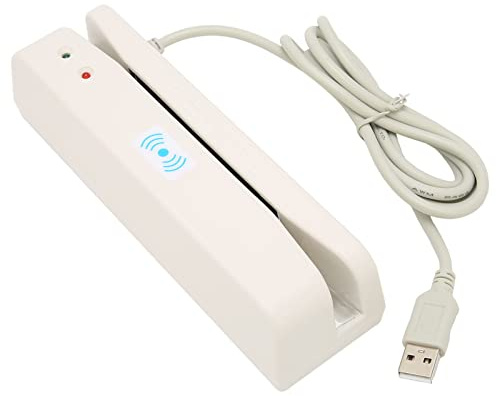 Elprico Mini Lector de Tarjetas, Lector de Tarjetas de 2 Vías, Codificador, Zumbador Integrado, Indicador LED, Lector de Tarjetas de Crédito Magnético USB Ligero para Bancario
