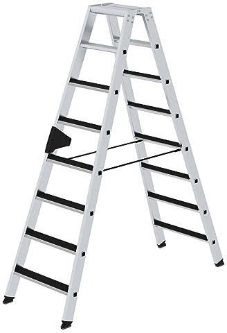 PROREGAL Stufen-Stehleiter | beidseitig begehbar mit Clip-Step | 2x8 Stufen | Leiter, Teleskopleiter, Trittleiter, Bockleiter, Sprossen-Doppelleiter