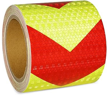 XFXIA Reflektierendes Klebeband Rot Gelb 10m x 10cm Wasserdicht Reflektorband Selbstklebend Warnklebeband Sicherheitsband-Conspicuous Warning Tape für Fahrzeuge,Autos,Anhänger,Boote