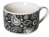 Brandani 52867 TAZZA COLAZIONE SHANTI NERO NEW BONE CHINA, cm d 12,5X9 h, Nero con decoro Shanti