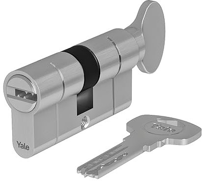 Yale Serie 2100 Europrofil, cilindro doble, 27/35 mm, cromo pulido: cilindro de seguridad con sistema de 10 pines y protección contra picking, incluye 5 llaves y tarjeta de seguridad