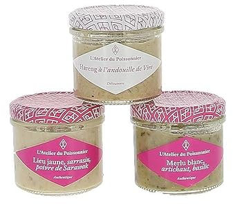 Assortiment de rillettes de poissons gamme dégustation Atelier du poissonnier - 3 pots de 90g - Produits-Normandie