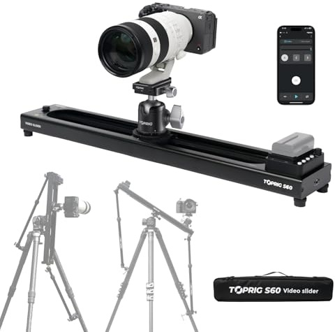 Accsoon Toprig S60 Motorized Camera Slider, 24''/60cm Electric Video Slider with App/Button Control, 120° Panoramic Shooting, Time-Lapse/Loop Mode/Speed Konb, Compatible with DSLR,GoPro,Insta360,Phone