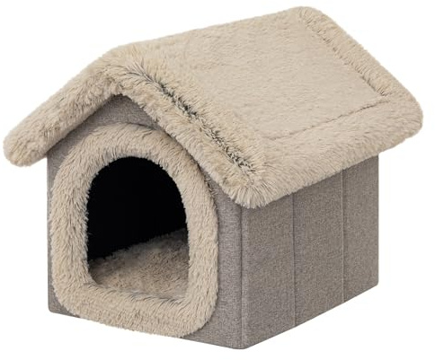 DOGGY Hundehütte Katzenhütte Hundehöhle Hundehaus Katzenhaus Hütte Höhle Hundekissen Katzenkissen Haustierhütte Indoor, Größe 4: 55x60x60 cm, Cappucino