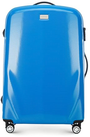 WITTCHEN PC Ultra Light Hartgepäck Reisekoffer Trolley Koffer Großer Koffer aus Polycarbonat Vier Lenkrollen TSA Kombinationsschloss Aluminium Teleskopgriff Größe L Blau