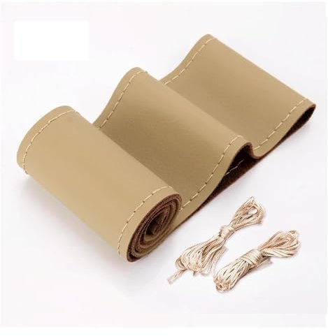 Atmungsaktiver Lenkradbezug Auto LKW Extra Große 40CM 42CM 45CM 47CM 50CM Künstliche Leder Lenkrad Geflecht Abdeckung Universal Auto Zubehör Autoteile (Color : 45CM Beige)