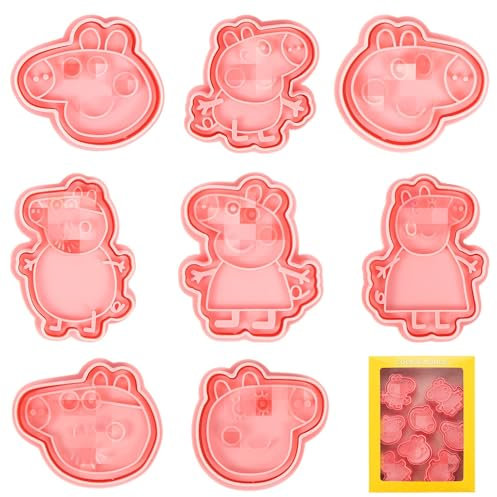 Pig Keksausstecher, 8 PCS Cookie Cutter, Plätzchen Ausstecher, Plätzchenform Kinder, keksform, Fondant Ausstechformen, Ausstecher Brot und Gemüse Kinder, Sandwich Cutter