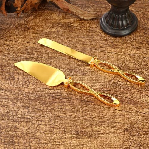 Royal Shang Youpin Kreatives Design Von Leichtem Luxus-Kuchenmesser, Schaufelheber, 2-teiliges Set, Geschirr, Kuchen-Backwerkzeuge, Brot- Und Pizzaschneiden (Gold)