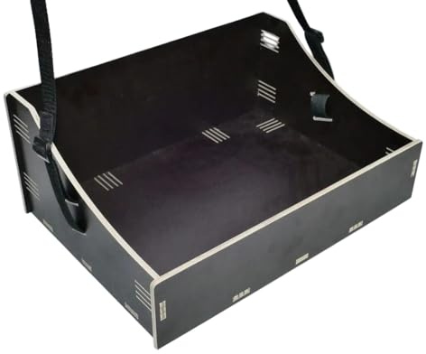 Holz Bauchladen schwarz/dunkelbraun JGA Fete Catering 42 cm x 30 cm mit schwarzem Tragegurt