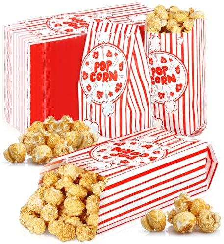 Votoko 150 Pezzi Sacchetti Pop Corn, Porta Contenitori Pop Corn, 9x6x21 Cm Per Cinema, Serate Di Film, Feste In Pigiama, Feste Notturne, Feste Per Bambini, Compleanni E Vari Snack