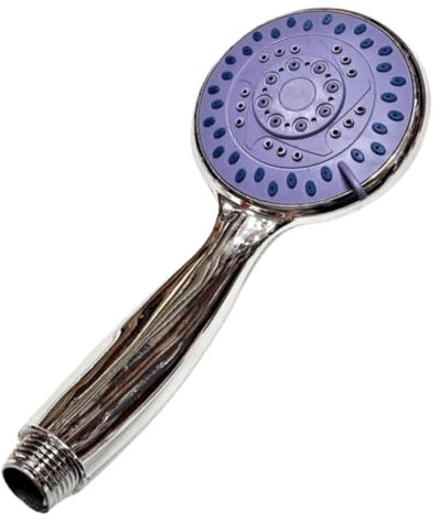 PARENCE.- Pommeau de Douche 3 Jets - Pomme de Douche Universelle Couleur Chrome - Douchette Classique Simple d'Utilisation 3 Modes - Centre Bleu ou Blanc)