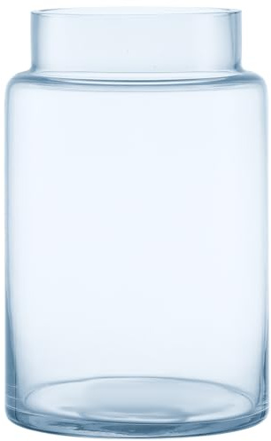 KAYLETIN Große Glasvase, Blau Glasvase für Blumen, Große Blumenvasen für Blumensträuße, Hohe Vasen Mit Breiter Öffnung für Zuhause, Hochzeit, Wohnzimmer, Bürodekor, Hochzeit, Couchtisch, 23 cm