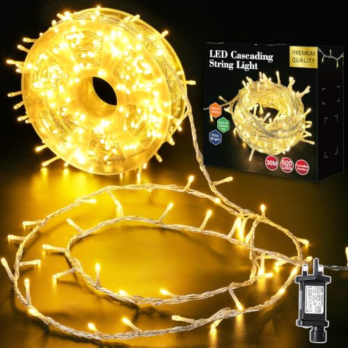 GlobaLink Christmas Chasing Rope Lights, 30M/100ft 600Leds Rope Lights, IP65 Waterproof Led Tube Light with 9 Modes, Mains Christmas String Lights for Xmas Tree Garden Outdoor Indoor Decor-Warm White