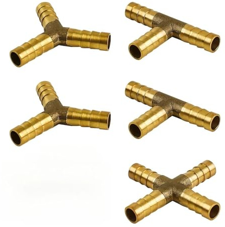 txuzong 5 Stück T-Y-X Kraftstoffschlauch Adapter aus Vollkupfer, 8mm verdickte Schlauchverbinder für Benzin, Wasser, Druckluftverteiler und Zuleitungen