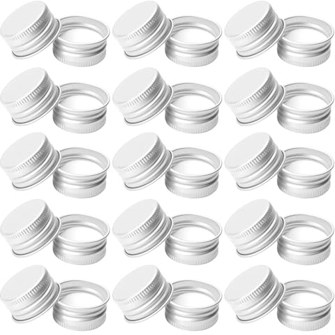 Tappi a Vite in Alluminio per Bottiglia da 24mm, 50 Pezzi | Argento, Chiusura Ermetica Antiperdita, Riutilizzabili e Leggeri, per Vasetti e Barattoli