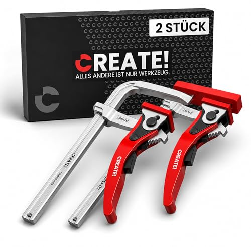 CREATE! cFix-Click - Hebelzwinge 2er-Set 160 mm (T-Nut Zwinge inkl. Schutzkappe) Schnellspanzwinge - Einhandzwinge