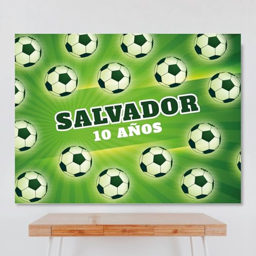 Cartel Personalizado Futbol 2, 100x80 cm, Pancarta Cumpleaños, Decoracion de Futbol
