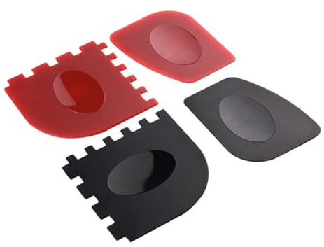 UPKOCH Grattoirs à Poêle en Fer Et Fonte Cuisine Domestique, Lot 2 Pièces Rouge Et Noir, Ustensile De Nettoyage Résistant à La Chaleur, Outil Essuie-Couteaux Multifonction en Pc Solide