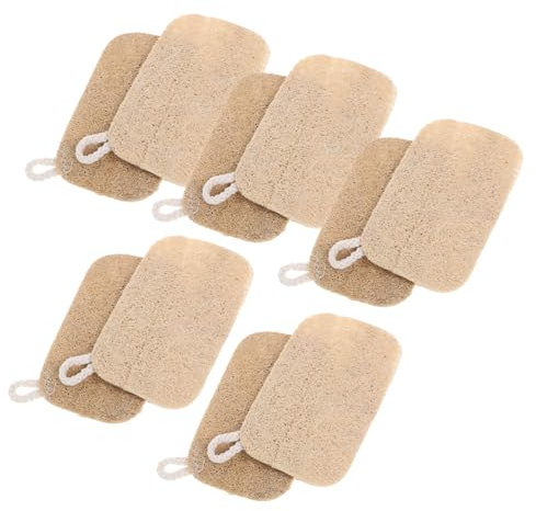 Garneck 10pcs Natural Loofah Dishwashing Sponges Non Scratch Kitchen Scrubber for Dishes Pots and Pans Stubborn Stain Removal Multipurpose Cleaning Tool Easy to Clean and Reuse