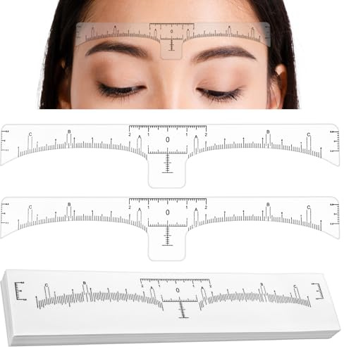 Classicseali 120 plantillas desechables para cejas, plantillas de cejas de viscosidad, cómodas y duraderas, suaves y agradables al tacto, con escala, para diferentes formas de cejas, color blanco
