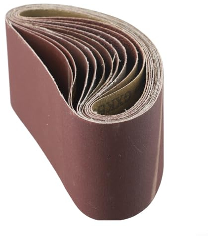 Vidonergy Lot de 12 bandes abrasives 75 x 457 mm - Grain 60/80/120/150/240/400 pour ponceuse à bande, papier abrasif en oxyde d'aluminium lié à la résine, revêtement en stéarate anti-encrassement