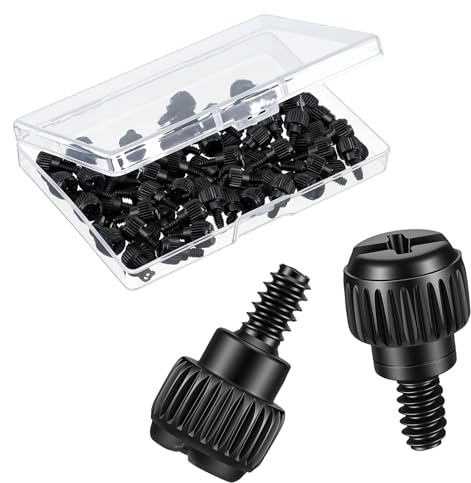 WJIAAA 30 Pcs PC Case Screws, 6-32 Thread M3.5 Thumb Screw for Computer Case, Hard Drive & PCI Slots, Carbon Steel Black (6mm Length)