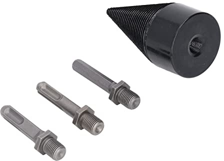 Yosoo Health Gear Punta da Trapano per Spaccalegna in Acciaio al Carbonio per Legna da Ardere con 3 Gambi Rimovibili, Design a Cono Conico Rivestito in Ti per Trapani Elettrici, Taglio del Legno