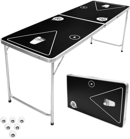 Gopong 1,8 m Portatile Pieghevole Beer Pong/Flip Cup Table (6 Palline Incluse)