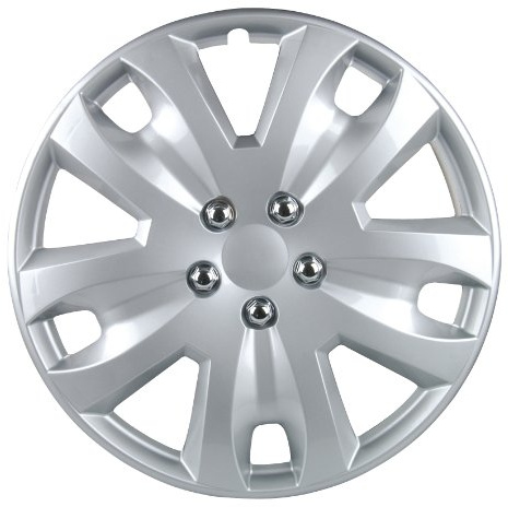 cartrend Radkappen Hockenheim, 15 Zoll, für alle gängigen Stahlfelgen, aus Spezial-ABS-Qualitätskunststoff, schlagfest, zweischichtige Metallic-Lackierung, überlackierbar, silber, 4 Stück
