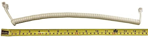The VoIP Lounge 9 Foot Short Light Ivory Handset Receiver Curly Coil Phone Cord (Please Read Full Description)