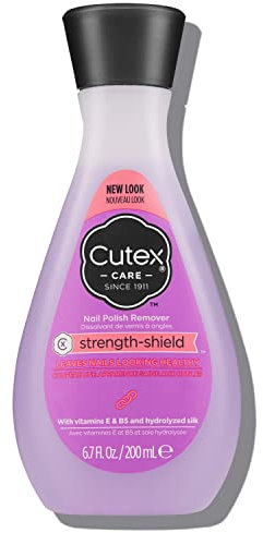Cutex Strength Shield Rimuovi Smalto Professionale Unghie Nail Remover Solvente Rinforzante Con Vitamina E, B5 E Seta Idrolizzata, Azione Rapida, Per Unghie Dall'aspetto Sano, 200 Millilitro