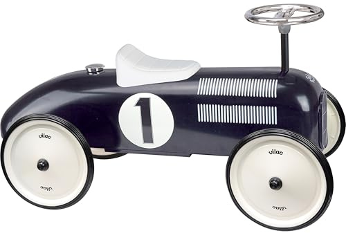 Porteur Voiture de Course Vintage Noir en Bois pour Enfant Dès 18 Mois