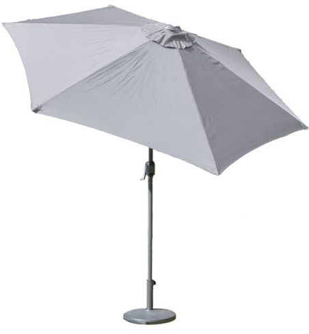 GardenKraft 14730 2.7m Outdoor Garden Parasol/Tilt & Crank Mechanism / 6 Steel Ribs/UV 30 Protection/Durable Polyester Material/Grey Colour