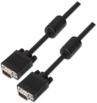 AISENS A113-0077 - Cable SVGA con ferrita (HDB15/Macho-HDB15/Macho, 25 m, para Monitor/televisor/proyector) Color Negro