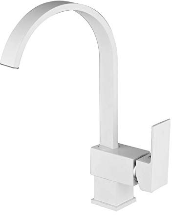 HAC24 Spültischarmatur Küche weiß schwenkbar Wasserhahn Spültisch Mischbatterie Armatur Spüle Einhand Küchenarmatur Einhandmischer Küchenspüle