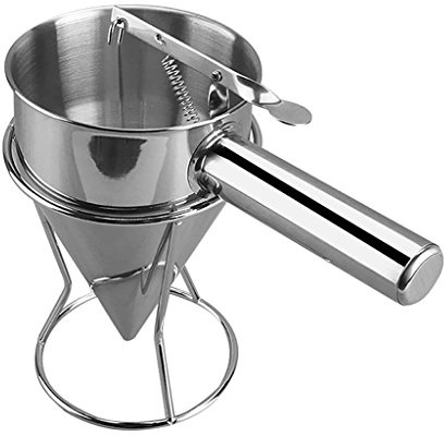 AIWEIYER Edelstahl Kolbentrichter mit Unterstützung Sauce Creme Dosiertrichter Kuchen Desserts machen Trichter Pfannkuchen Teig Spender Kuchen Dessert Kochen Werkzeuge Küche Bäckerei Backen Zubehör