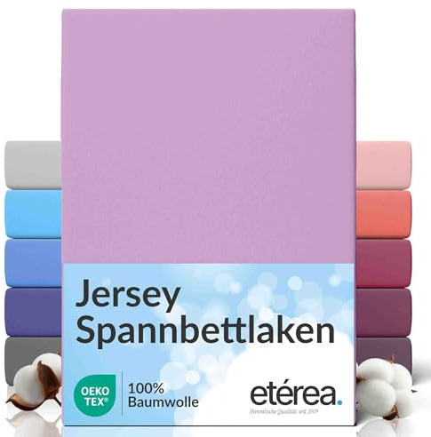 etérea Jersey Spannbettlaken 120x200 cm Flieder bis 25cm Höhe Bettlaken | 100% Baumwolle Jersey Spannbetttuch · Rundumgummizug bis 25 cm Steghöhe · bügelfrei & pflegeleicht · OEKO-TEX Made in Green