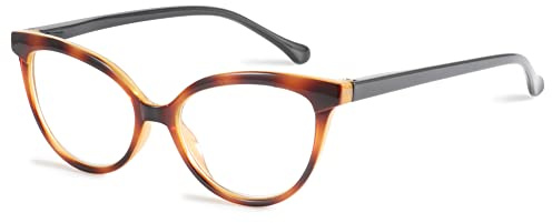 KOOSUFA Lesebrille Katzenaugen Damen Vintage Mode Cateye Hornbrille Anti-Blaulicht Lesehilfen Sehhilfe Retro Designer Vollrandbrille mit Stärke (1x Leopard, 2.5)