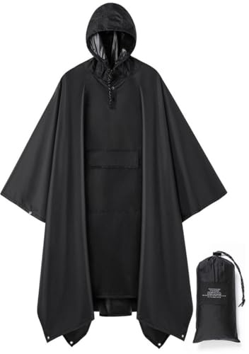 salamra Hooded Rain Poncho Waterproof Raincoat Jacket for Men Women Adults with Pocket