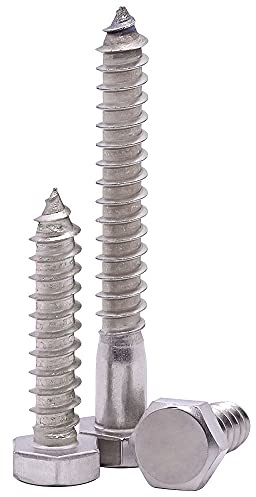 3/8 x 4 Hex Head Lag Screws Bolts for Wood, 304 Stainless Steel 18-8, Heavy Duty Lag Bolts, Hexagon Head Wood Deck Screws 10 PCS