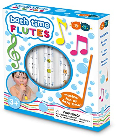 Buddy & Barney - Bath Time Water Flutes musical instruments for the bathtub. Set of 5 Flutes plus sheets of music. Bath toy for babies, toddlers, 2 3 4 5 year olds.